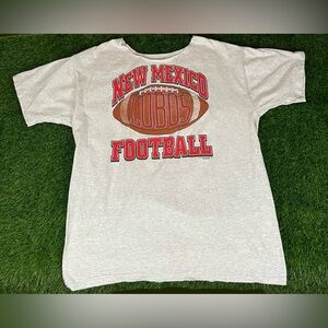 NCAA UNM Lobos New Mexico Football White Collarless T-Shirt Size Large VTG 90s